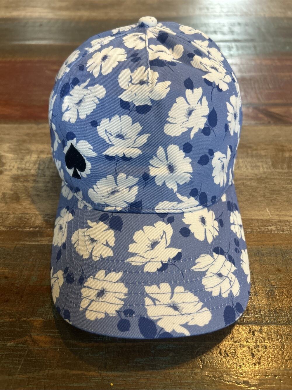 Kate Spade Blue Springtime Floral Print Baseball Cap Embroidered Logo OS NWT